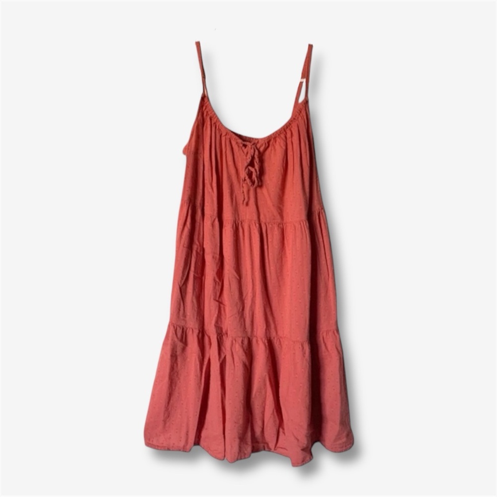 Old Navy Tiered Clip-Dot Mini Cami Swing Dress Rust Orange Coral Size Small